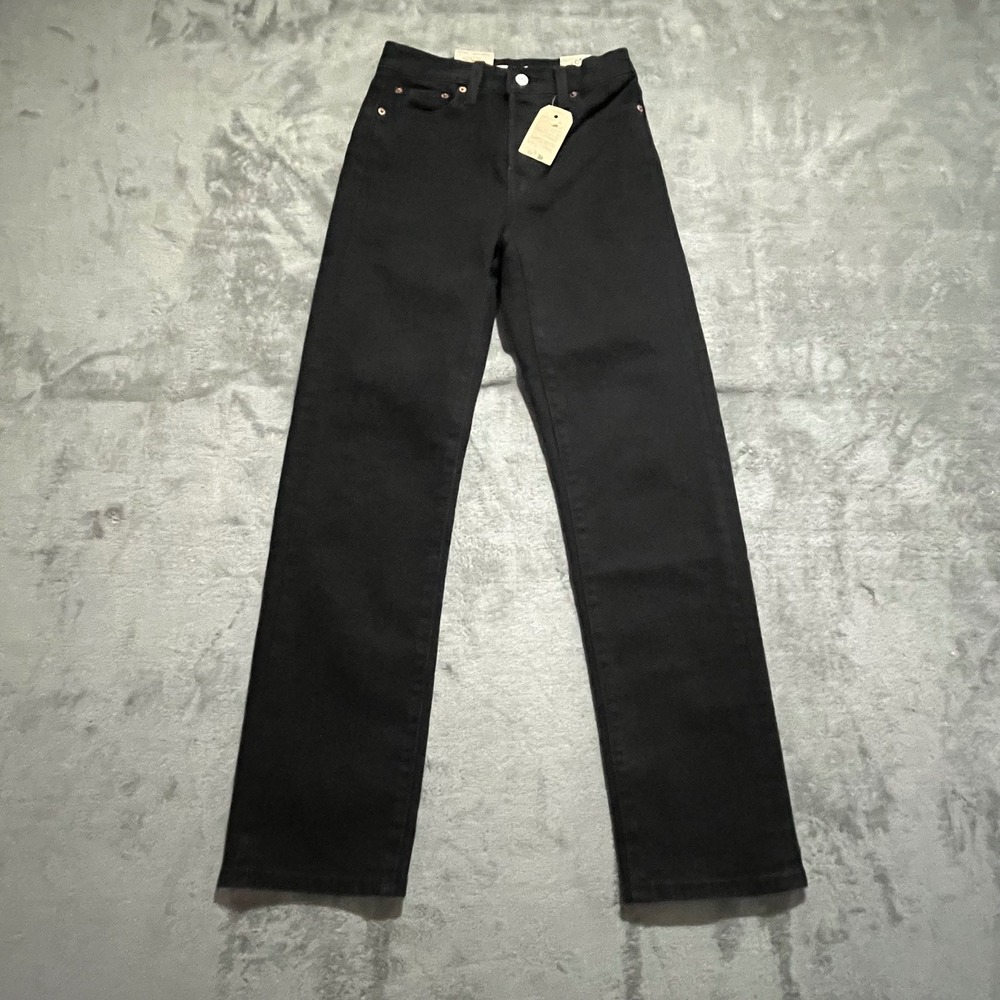 Levis Wedgie Straight Jeans Womens 25 Black High Rise Denim 34964-0244